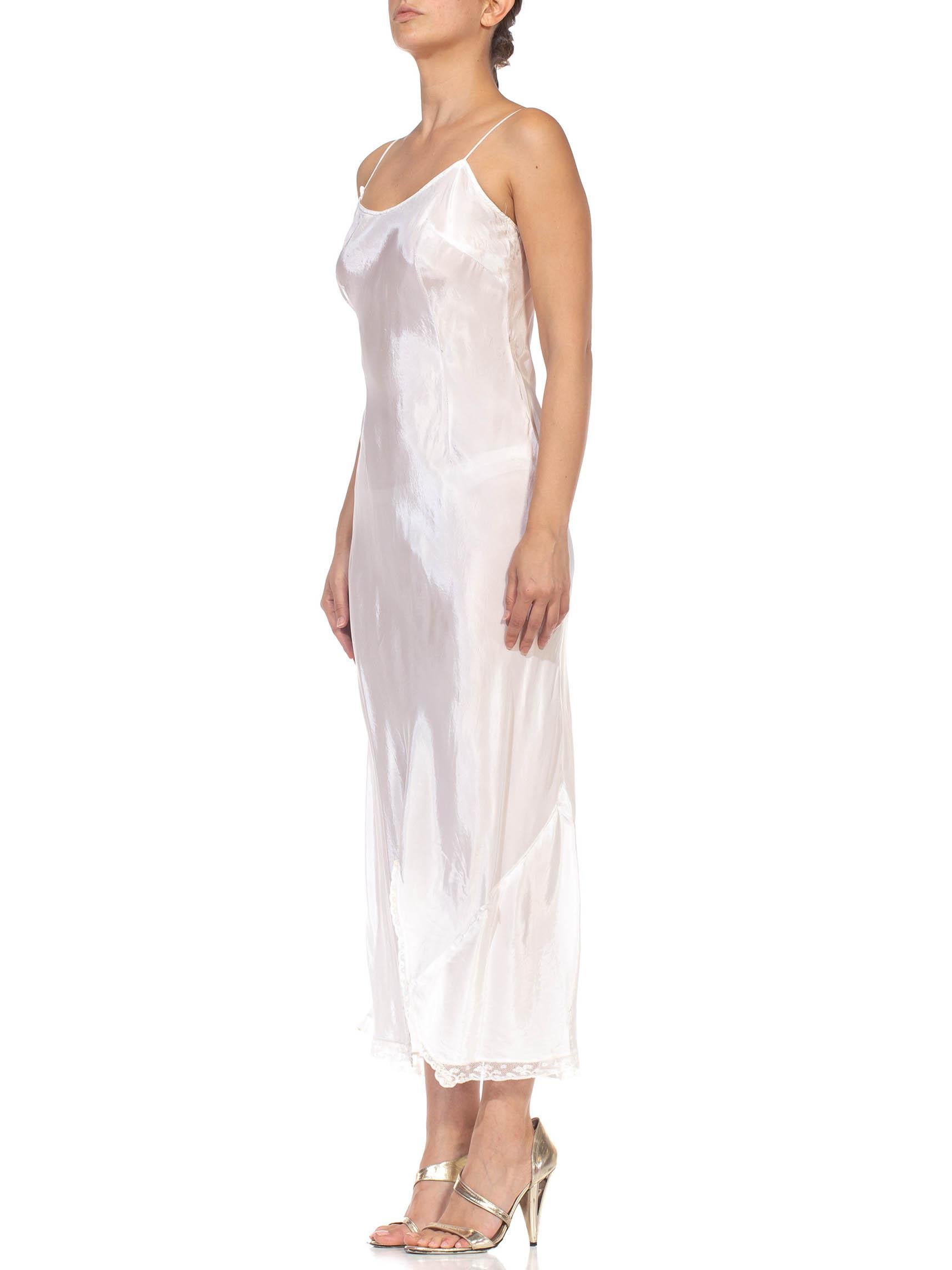 1930S White Bias Cut Rayon Slip Dress For Sale 3