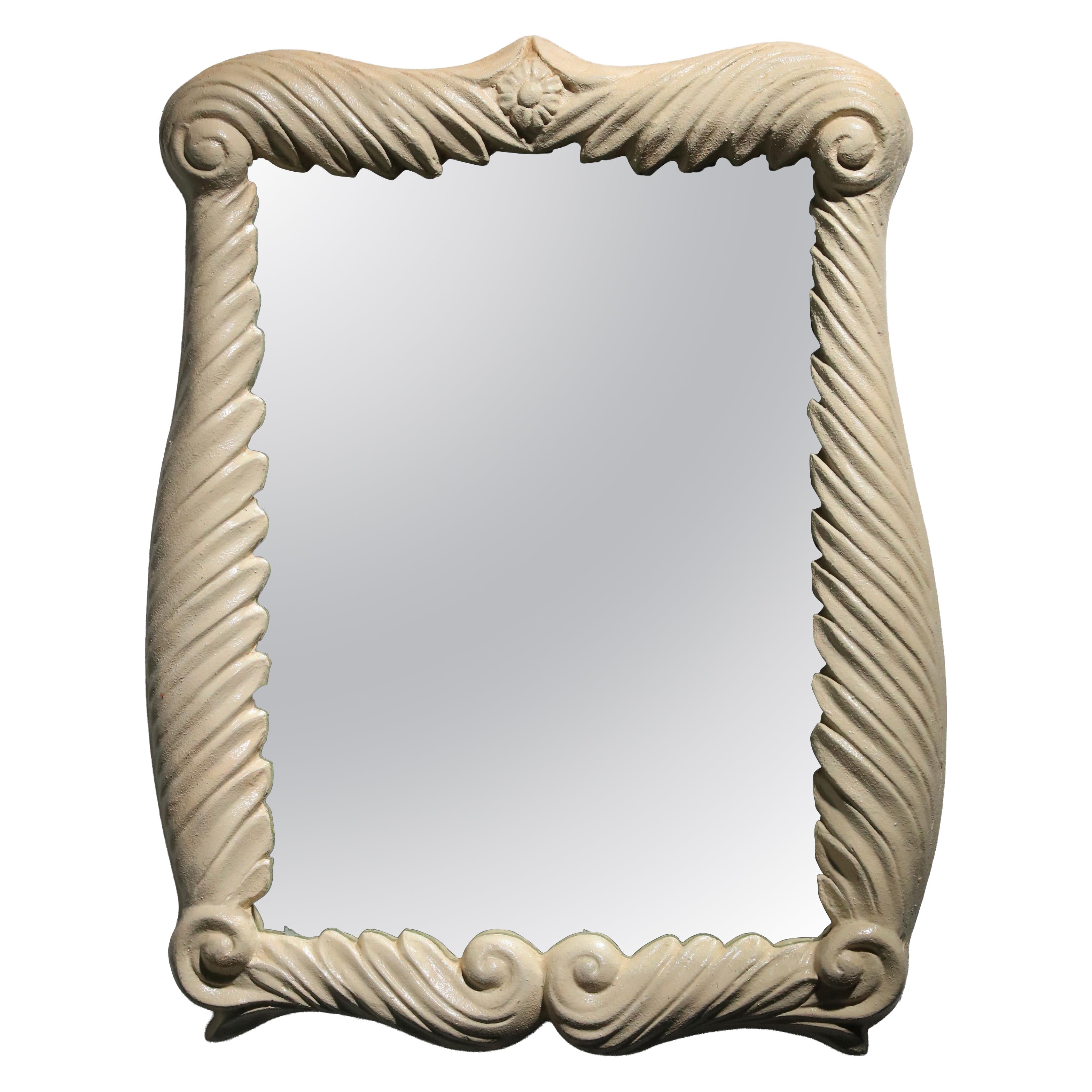 1930s white-coated wood mirror, Serge Roche or Jean-Charles Moreux style