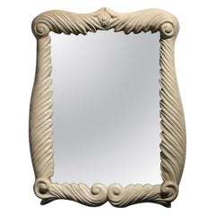 1930s white-coated wood mirror, Serge Roche or Jean-Charles Moreux style