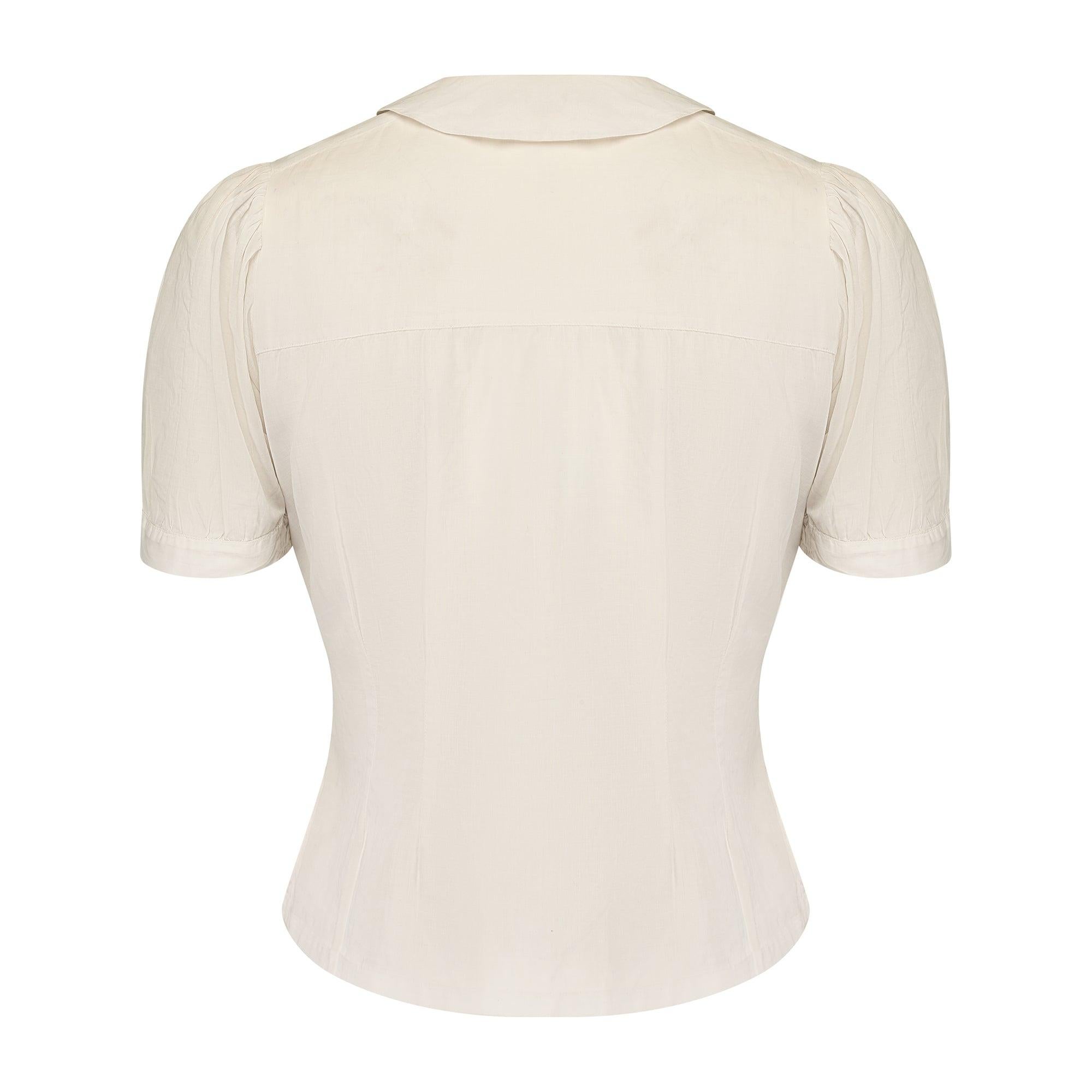 Bianco Camicetta anni '30 in cotone bianco con colletto alla Peters Pan in vendita