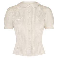 Camicetta anni '30 in cotone bianco con colletto alla Peters Pan