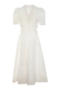 1930s White Floral Cutout Organza Dress