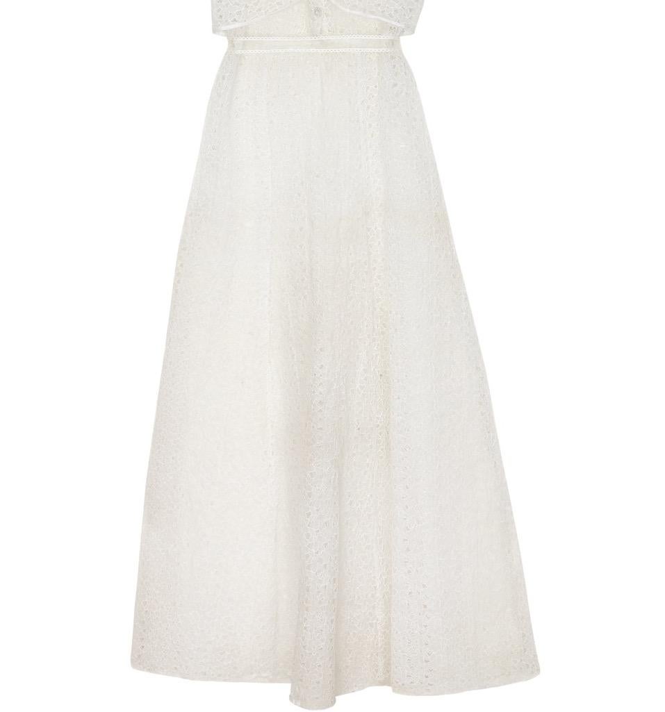 Women's 1930s White Floral Cutout Organza Dress For Sale