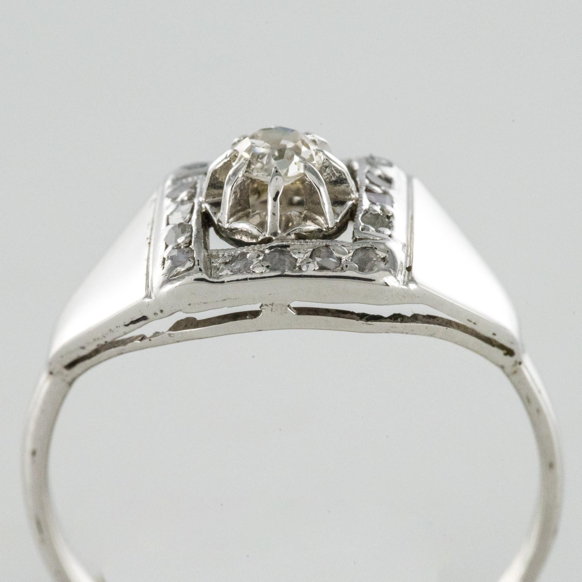 1930s White Gold Platinum Diamond Art Deco Ring 3