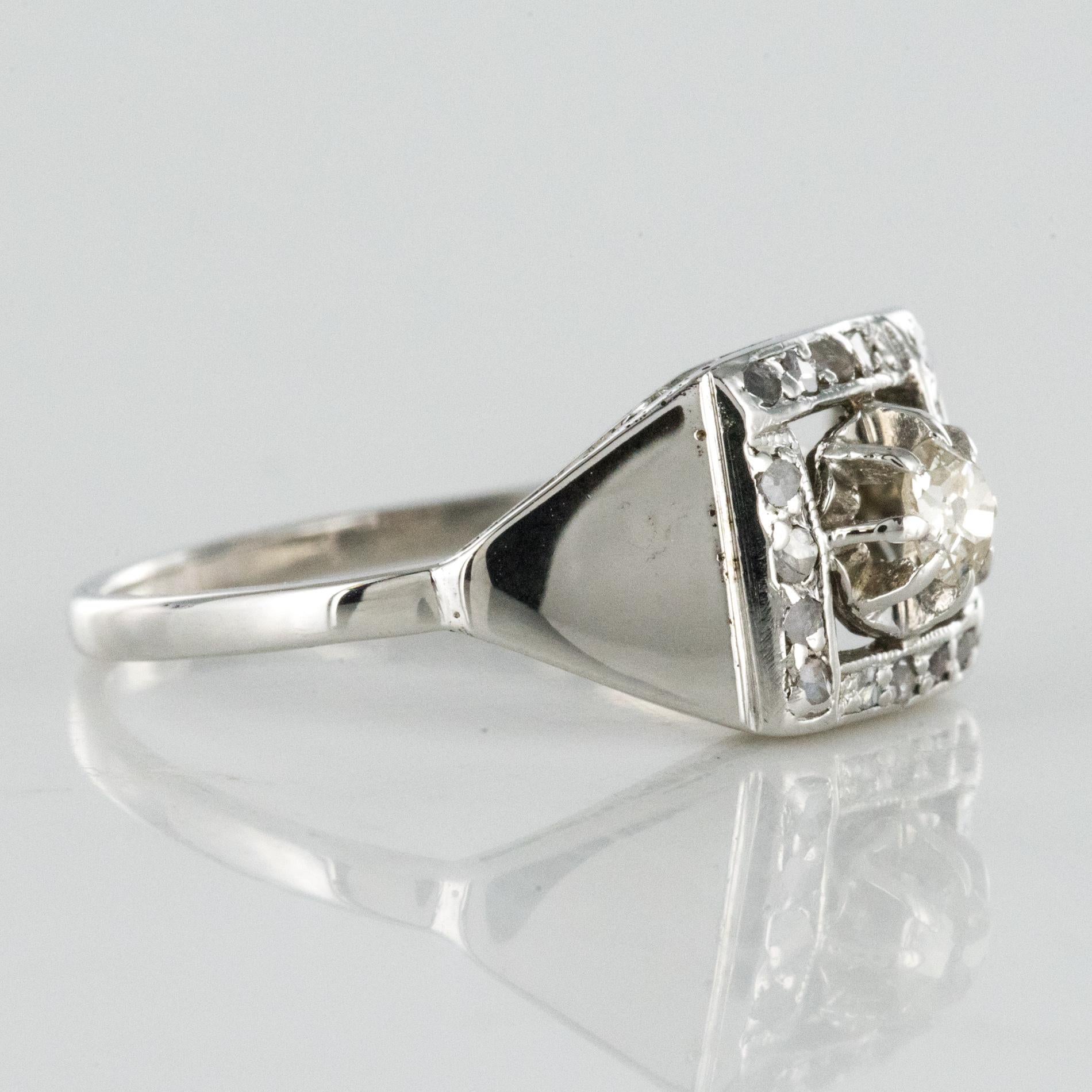 1930s White Gold Platinum Diamond Art Deco Ring 4