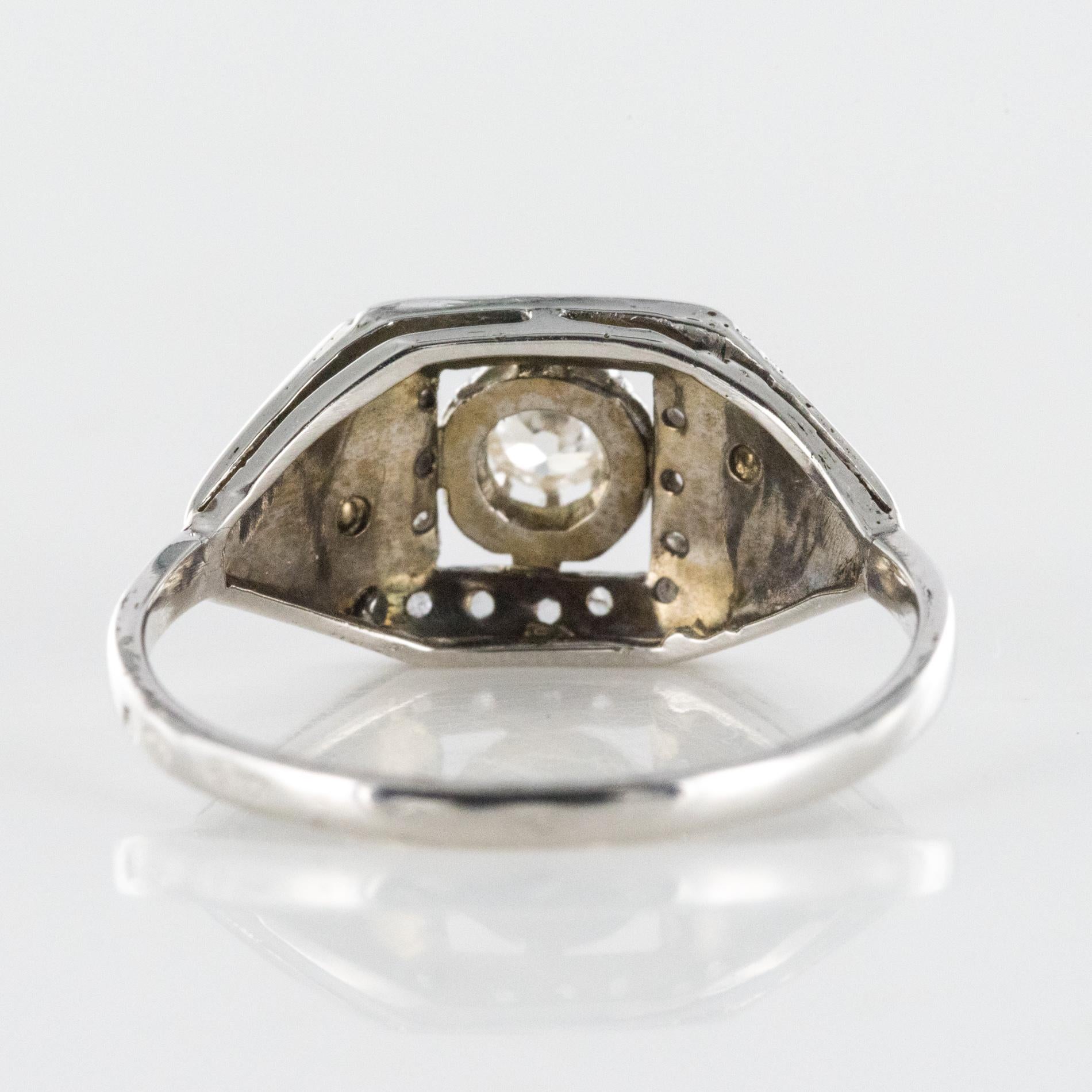 1930s White Gold Platinum Diamond Art Deco Ring 6