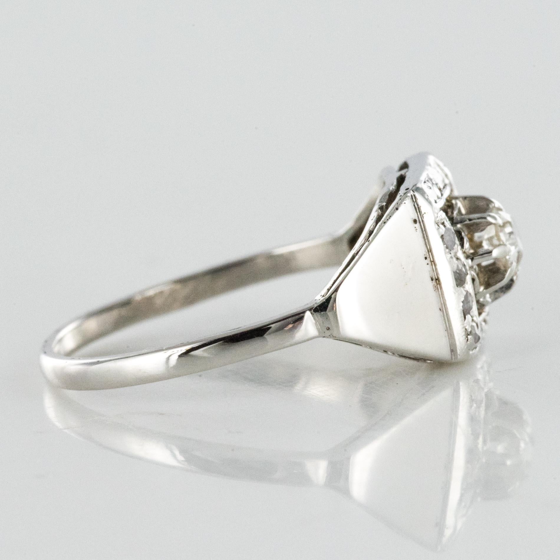 1930s White Gold Platinum Diamond Art Deco Ring 2