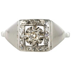 1930s White Gold Platinum Diamond Art Deco Ring