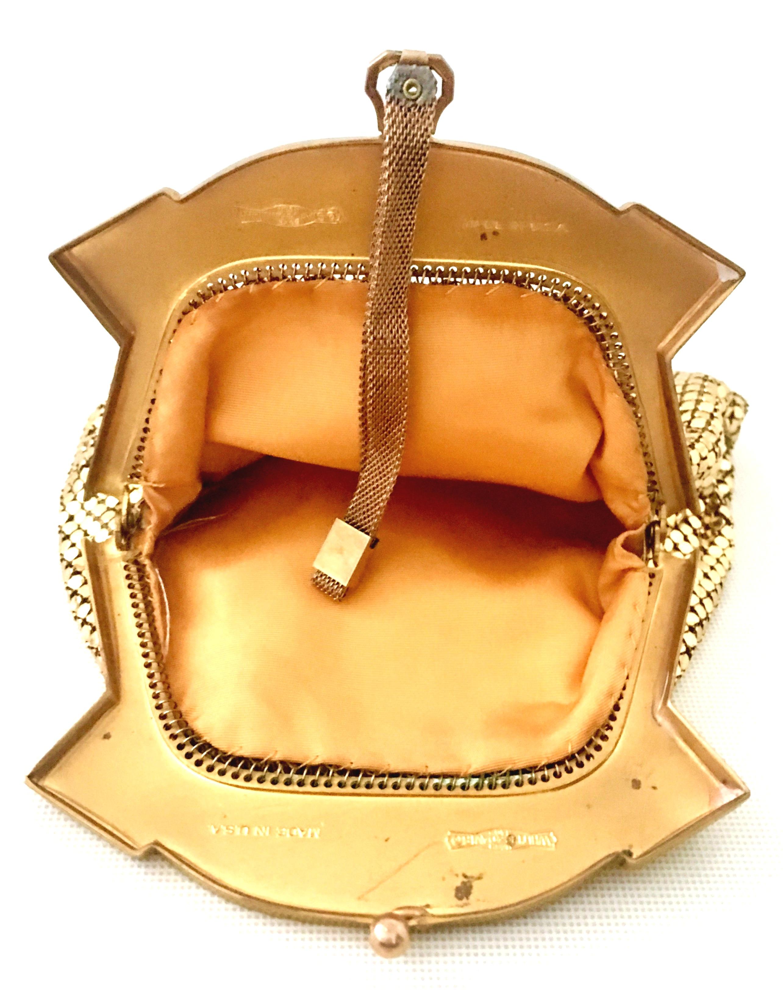 1930'S Whiting & Davis Gold Metal Mesh Wristlet Evening Bag 3