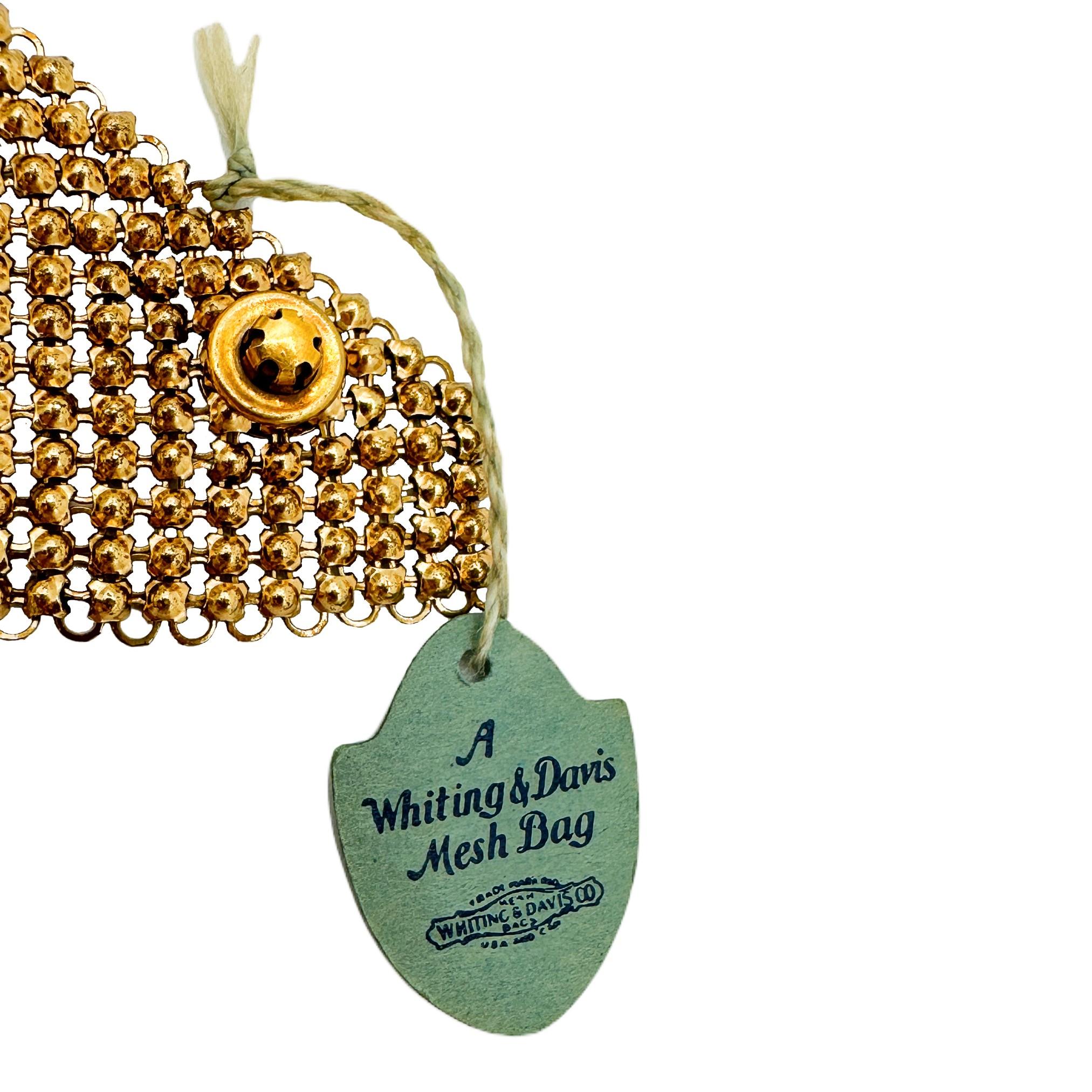 1930s Whiting & Davis Metal Mesh NOS Deadstock Gold-Tone Gauntlet Bracelet Set For Sale 1