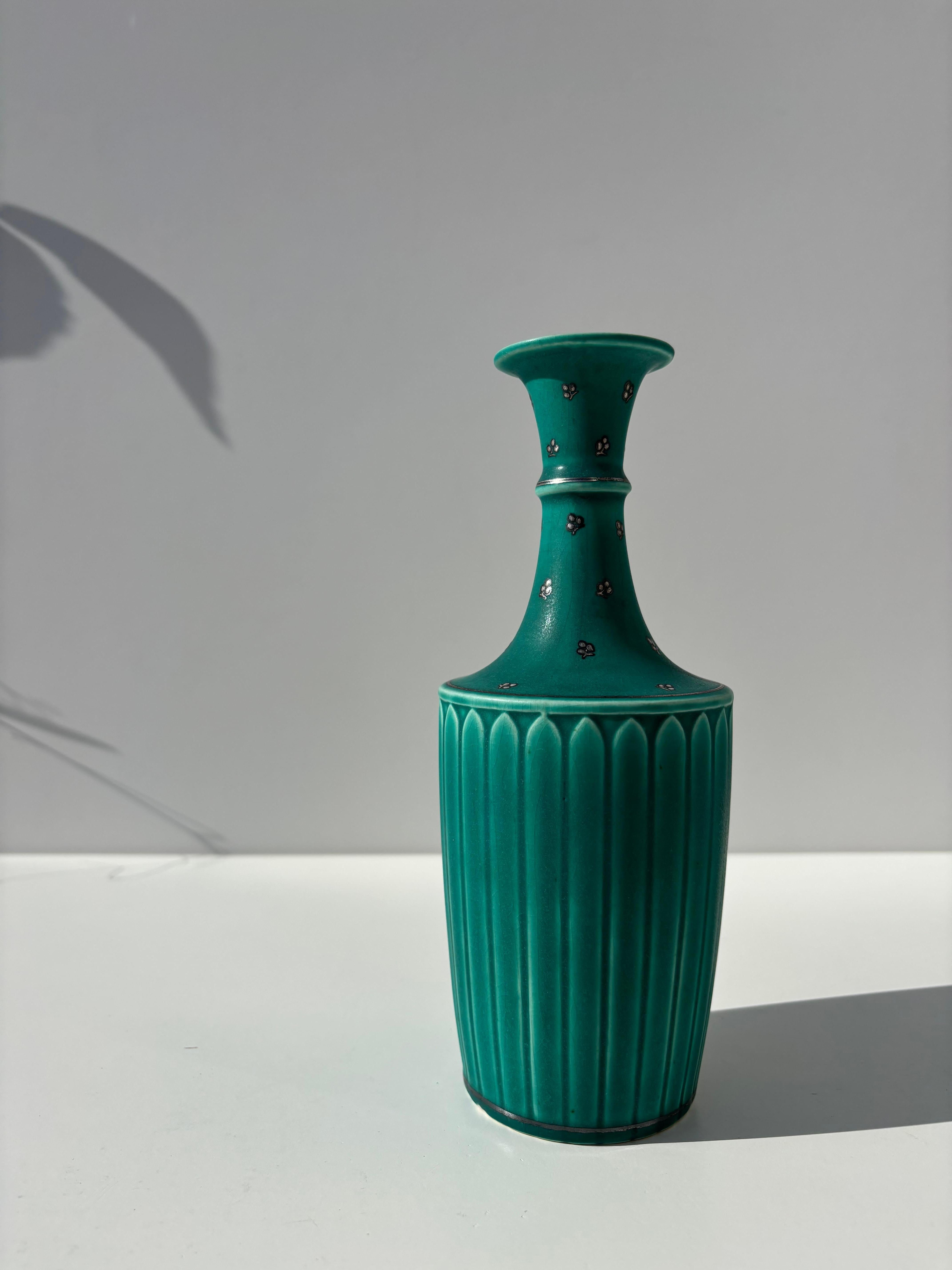 1930er Wilhelm Kåge Silberdekor Argenta Vase für Gustavsberg, Schweden im Angebot 3