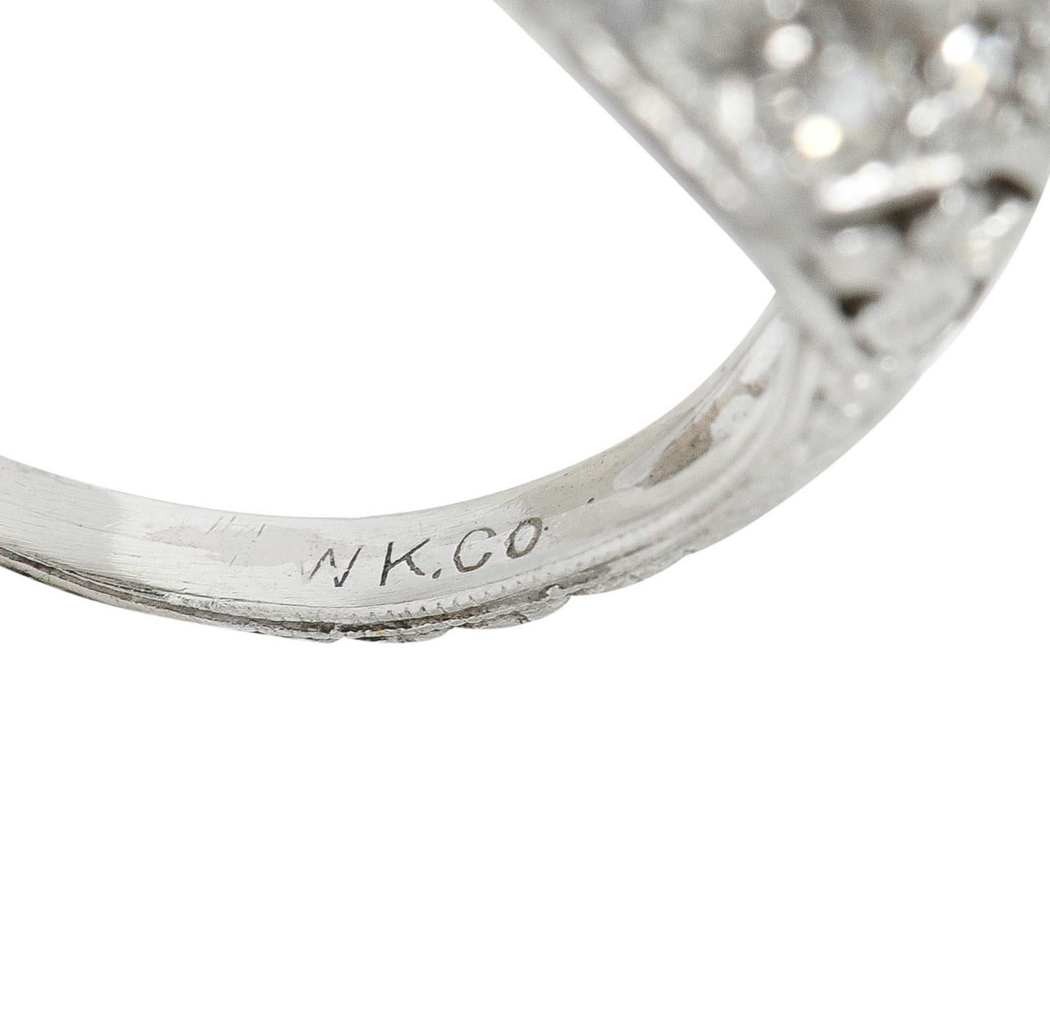 1930's William Kinscherf Co. 0.85 Carat Diamond Platinum Floral Engagement Ring 5