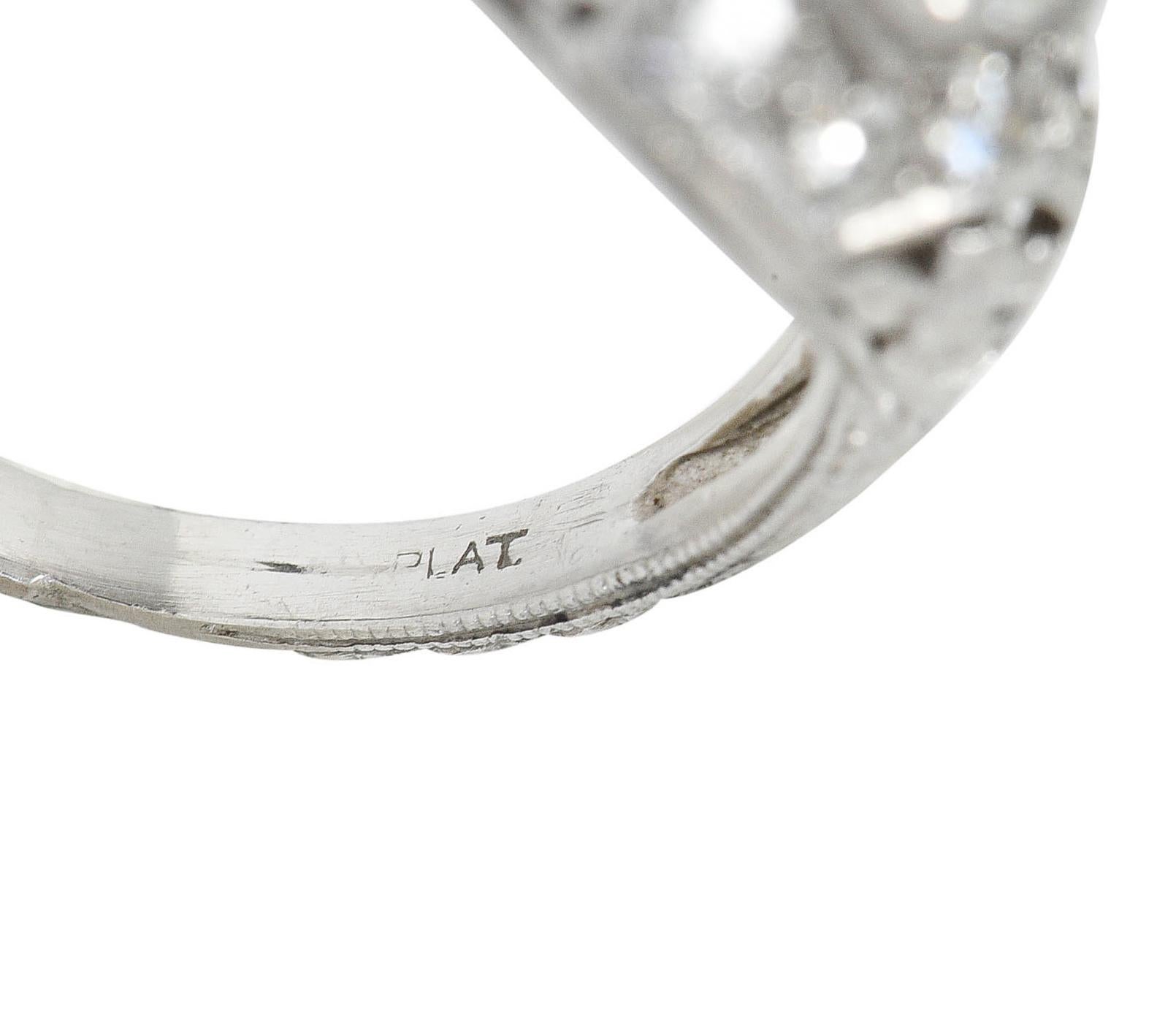 1930's William Kinscherf Co. 0.85 Carat Diamond Platinum Floral Engagement Ring 6