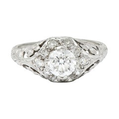 1930's William Kinscherf Co. 0::85 Karat Diamant Platin Blumen Verlobungsring