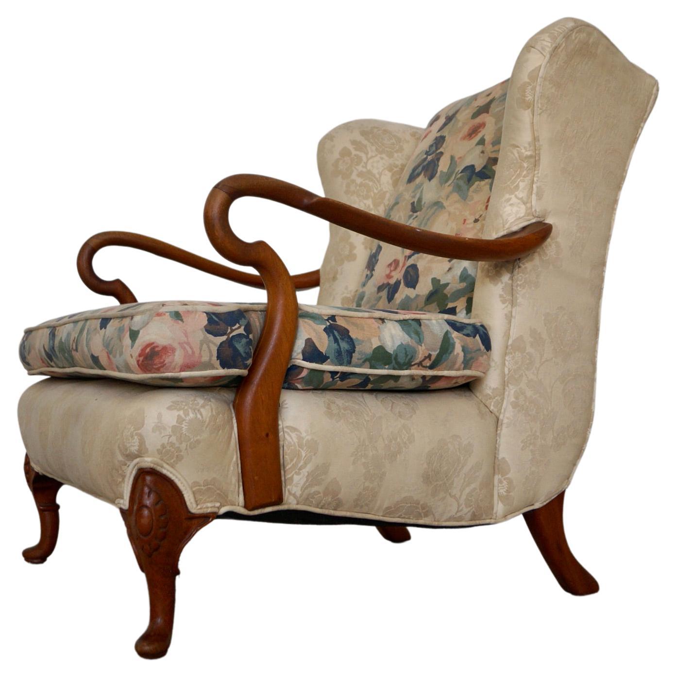 1930's Wingback Lounge Chair For Sale