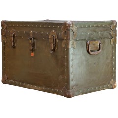 1930s Winship Vulcanized US Navy Travel Servicemens Trunk Bench Table Industrial