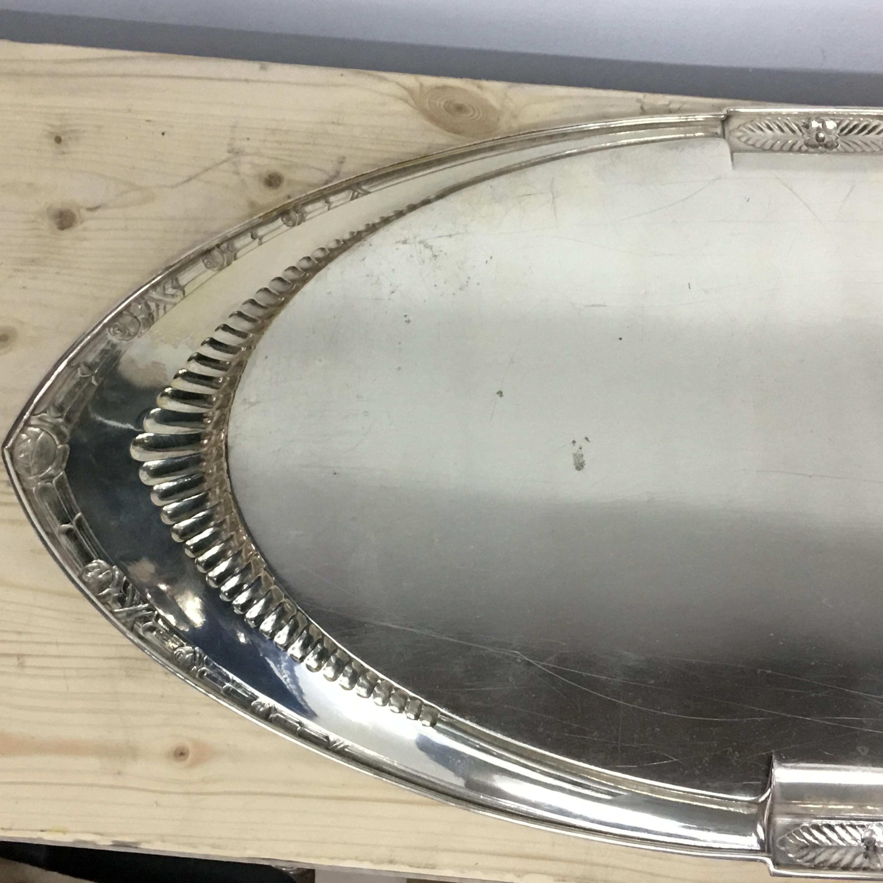 1930s W.M.F. Art Deco Silver Plated Oval Tray 2