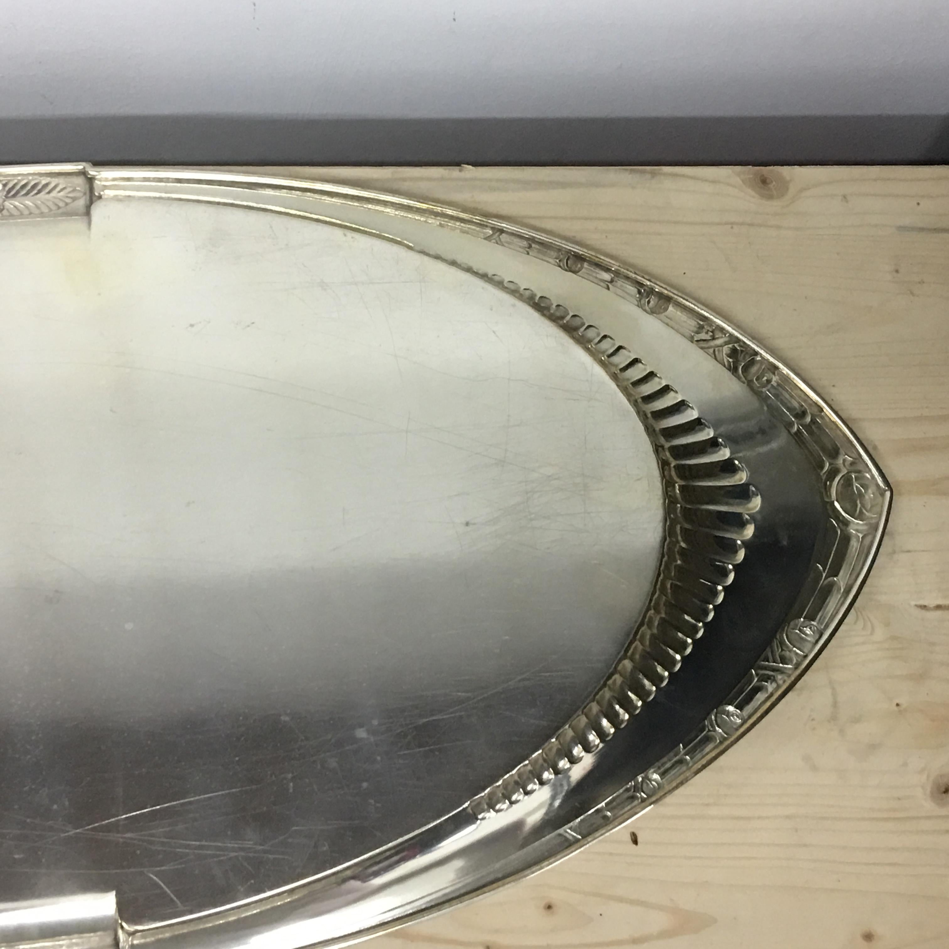 1930s W.M.F. Art Deco Silver Plated Oval Tray 3