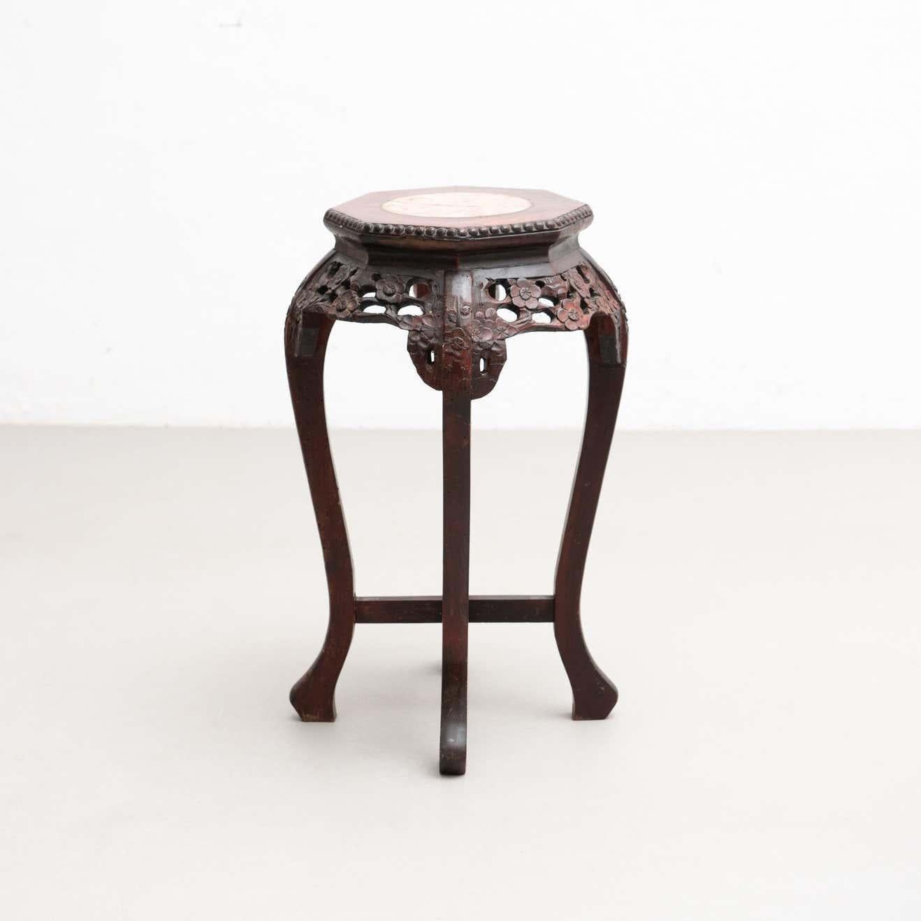 Orientalischer Beistelltisch aus Holz und Marmor aus den 1930er Jahren im Angebot 2