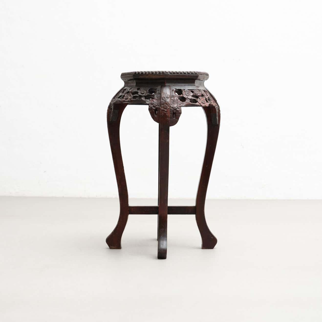 1930s Wood and Marble Oriental Side Table For Sale 3