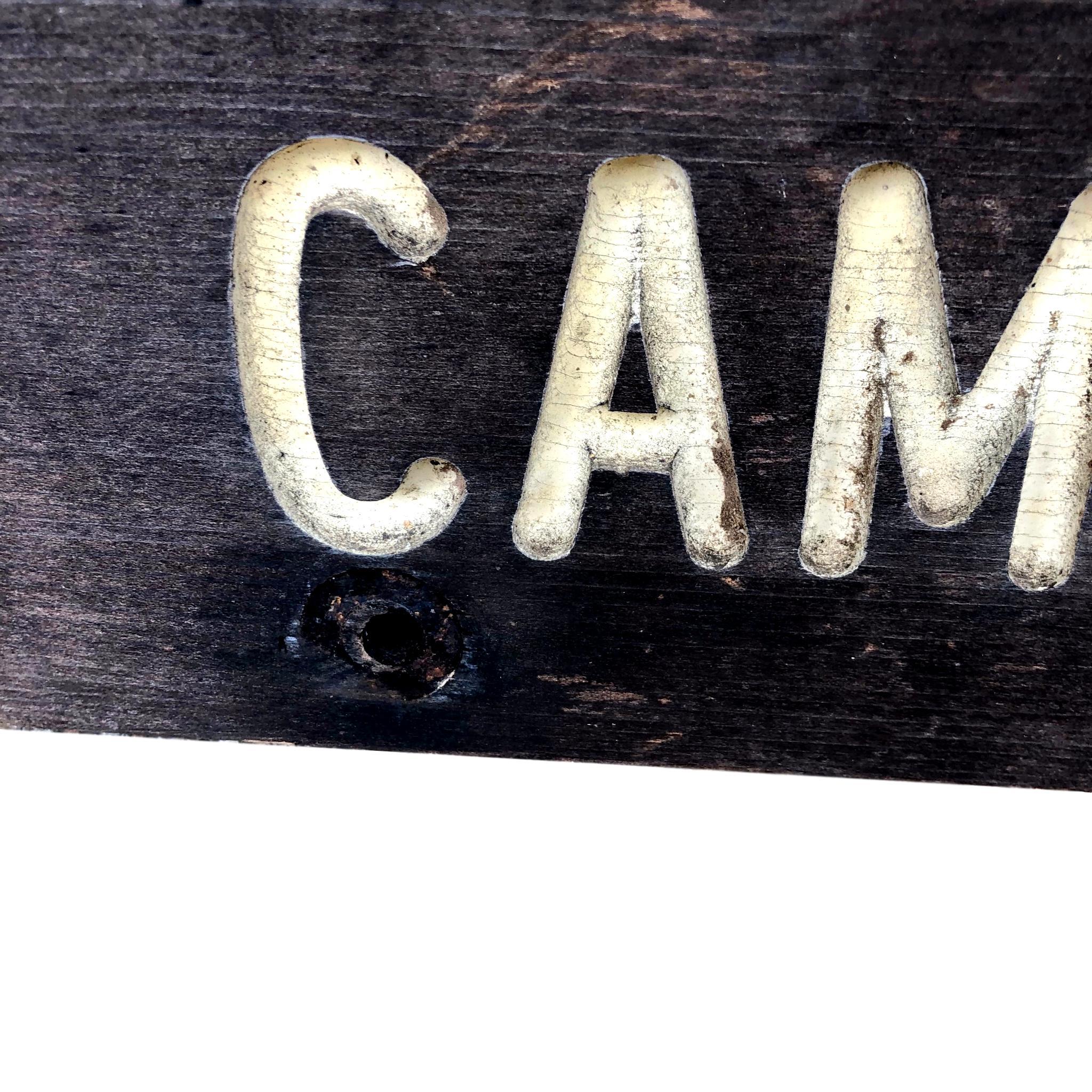 American 1930s Wood Campgrounds Sign For Sale
