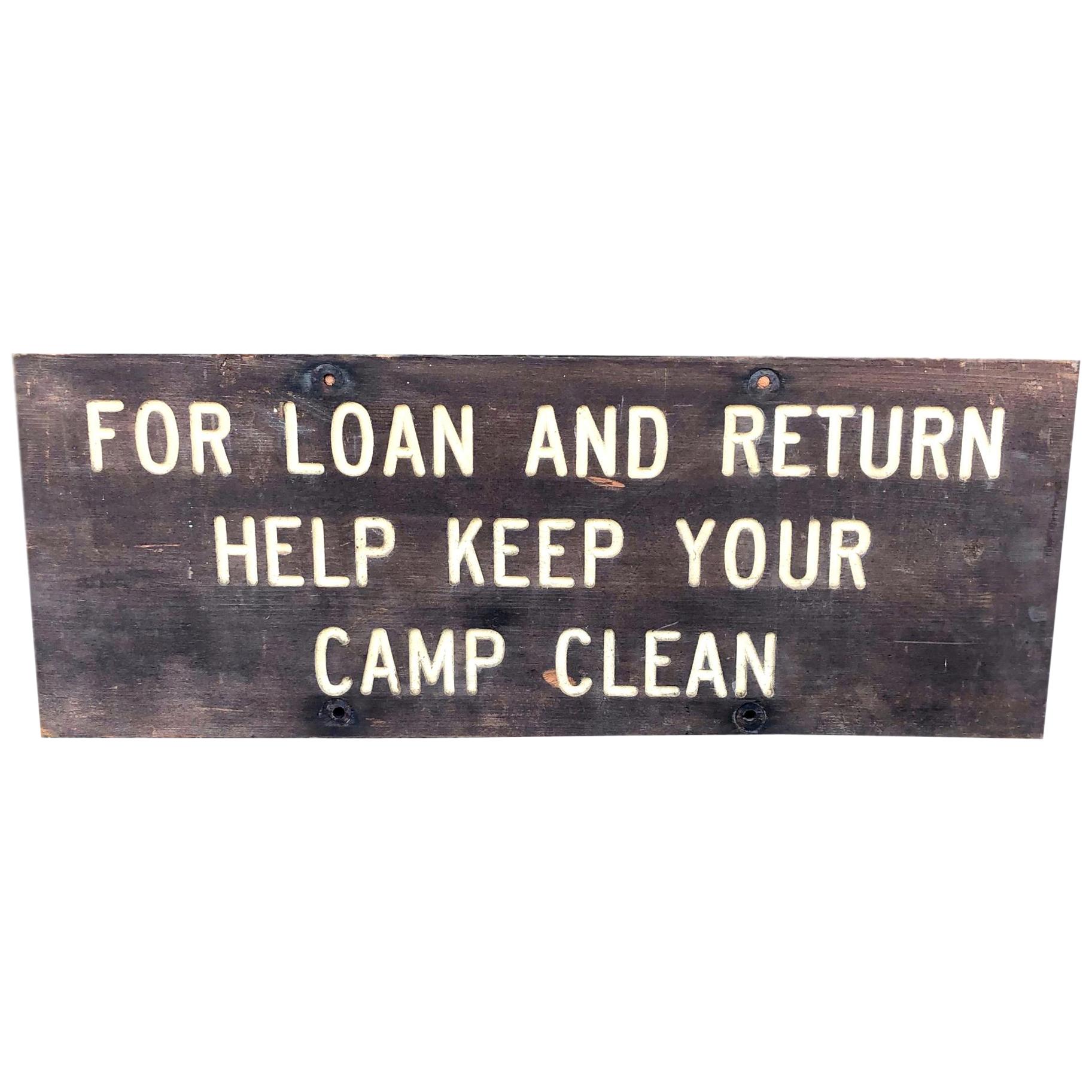 1930s Wood Campgrounds Sign