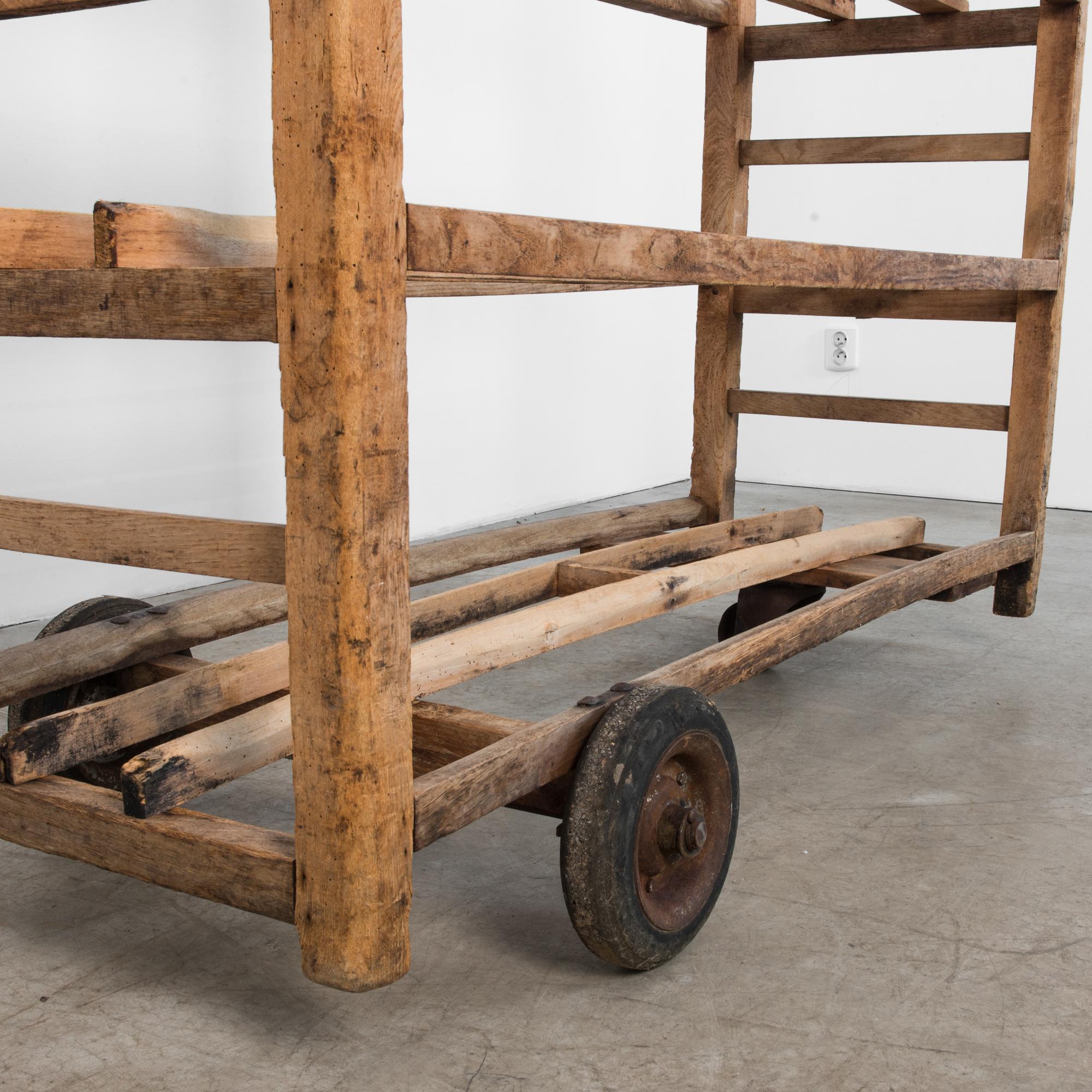 Belgian 1930s Wooden Bread Trolley