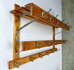 1930s Wooden Hall Clothing Coat Rack, Mudroom
