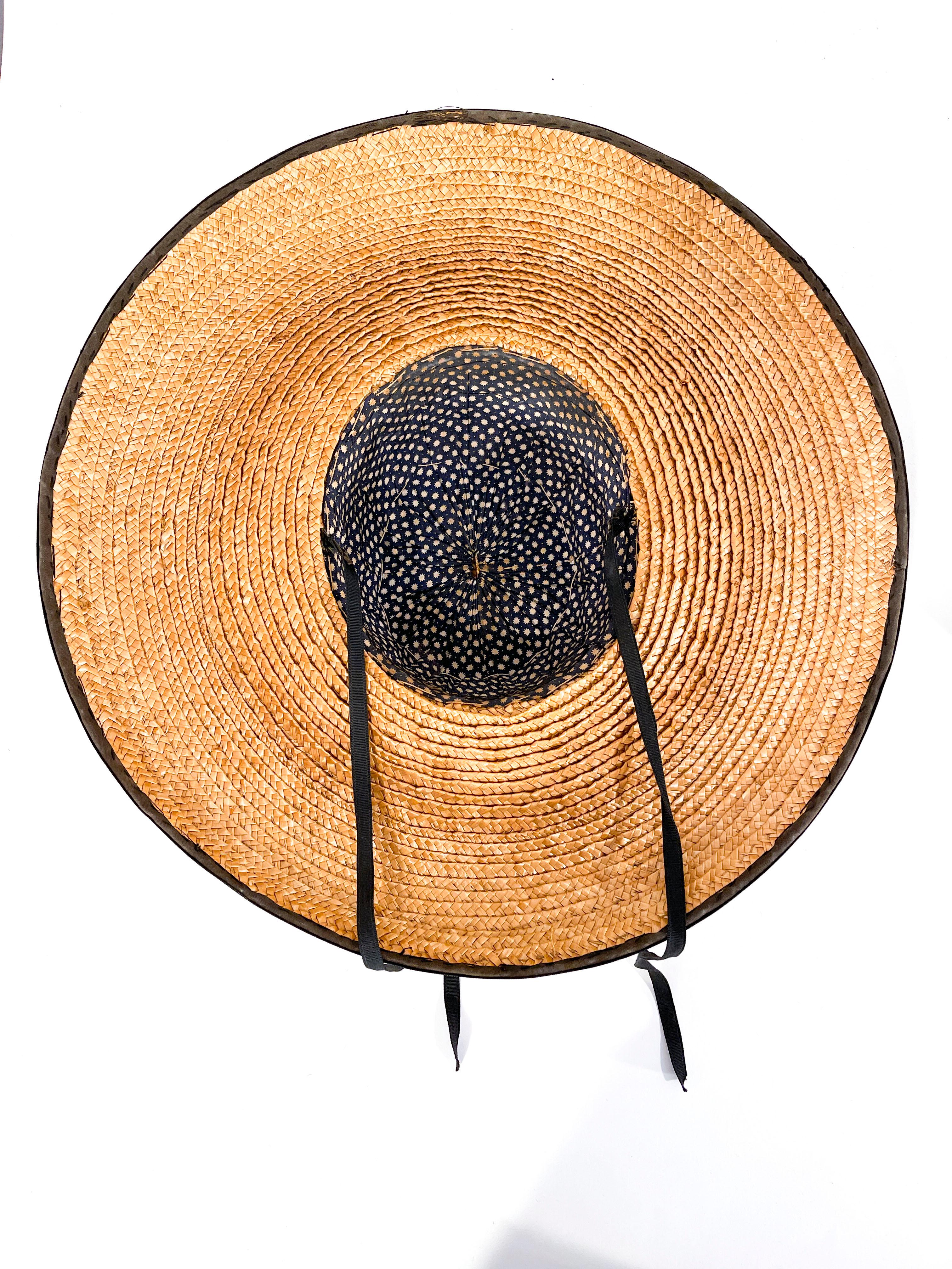 Beige 1930s Woven Straw Sun Hat For Sale