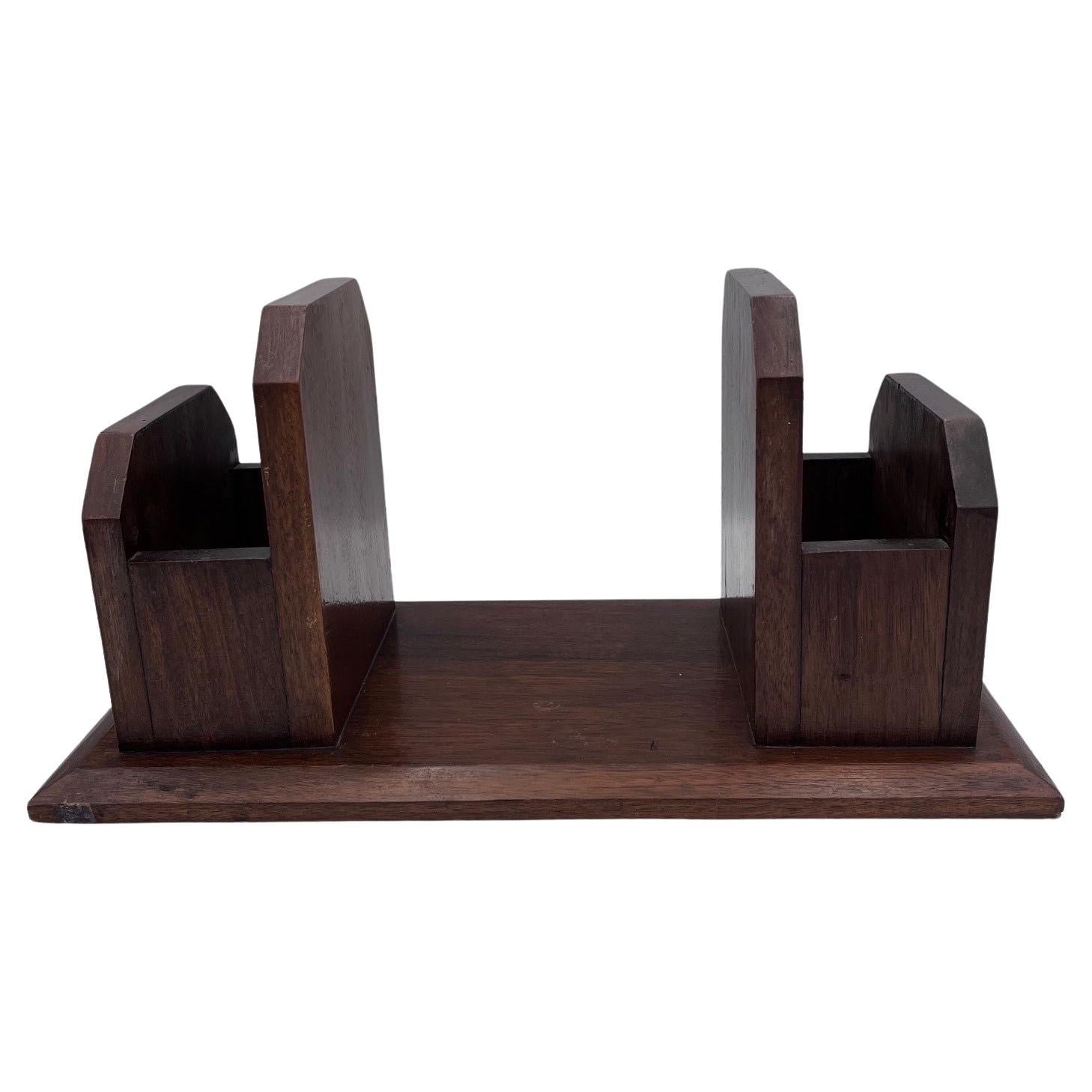 1930s WPA-Style Walnut Desk Organizer