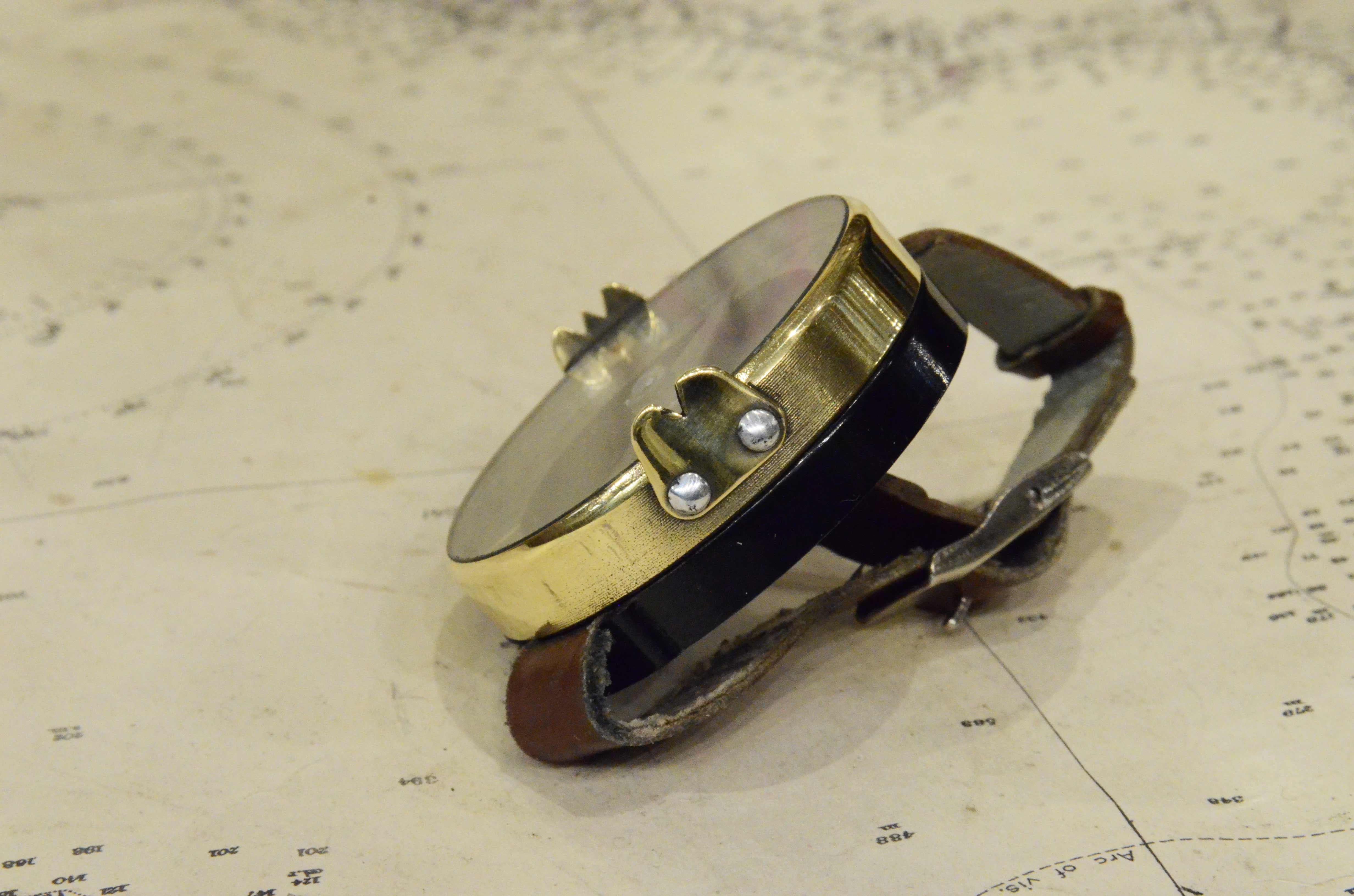 Mid-20th Century 1930s Wrist Military Compass in the Shape of a Watch Antique Surveyor Instrument For Sale