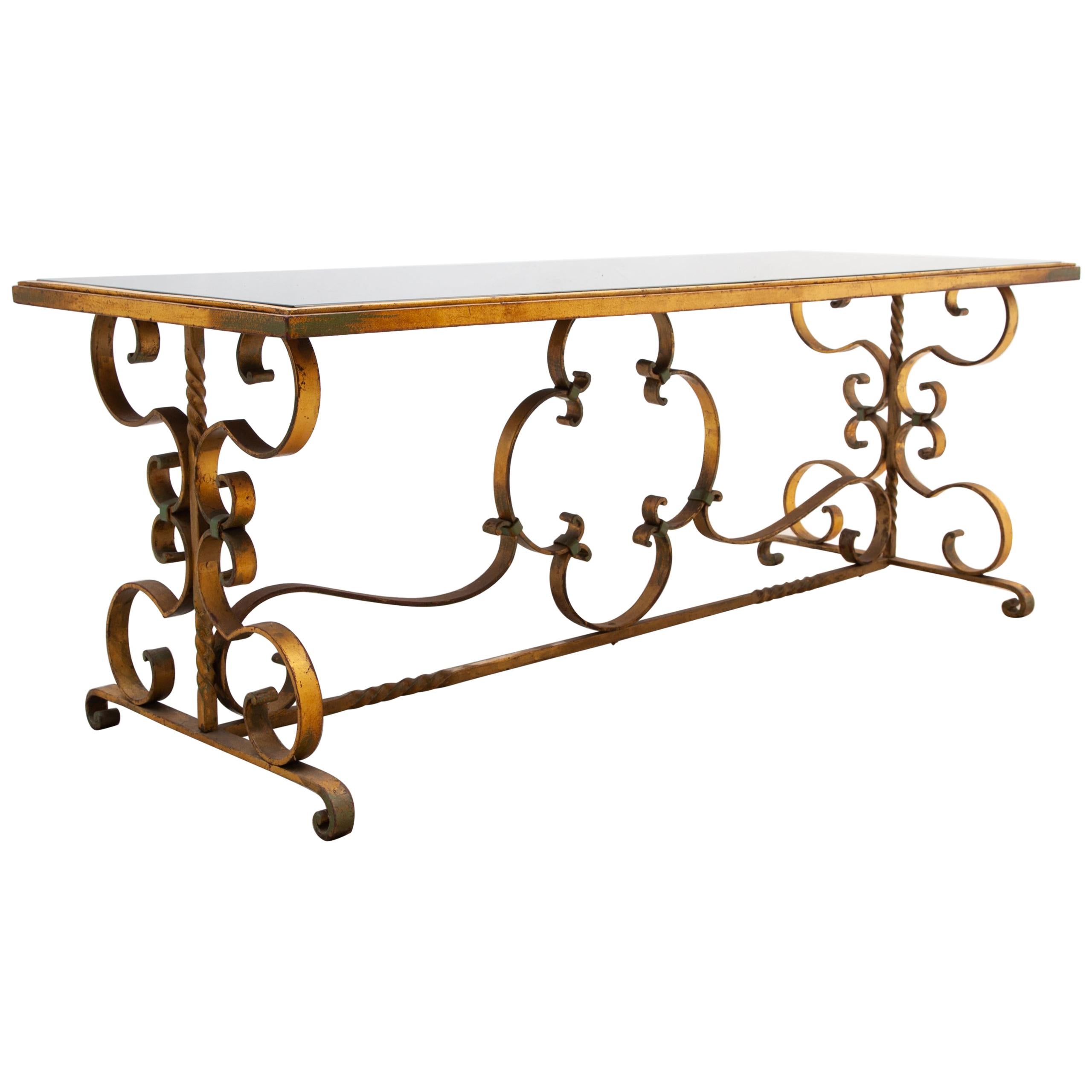 1930s Wrought Iron Art Deco Coffee Table, France