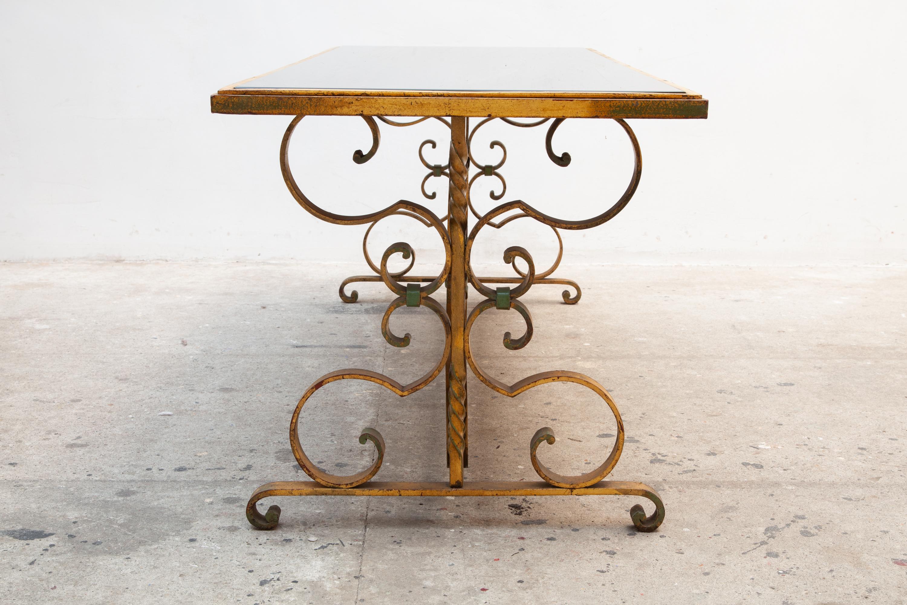 French 1930s Wrought Iron Art Deco Coffee Table, France  For Sale