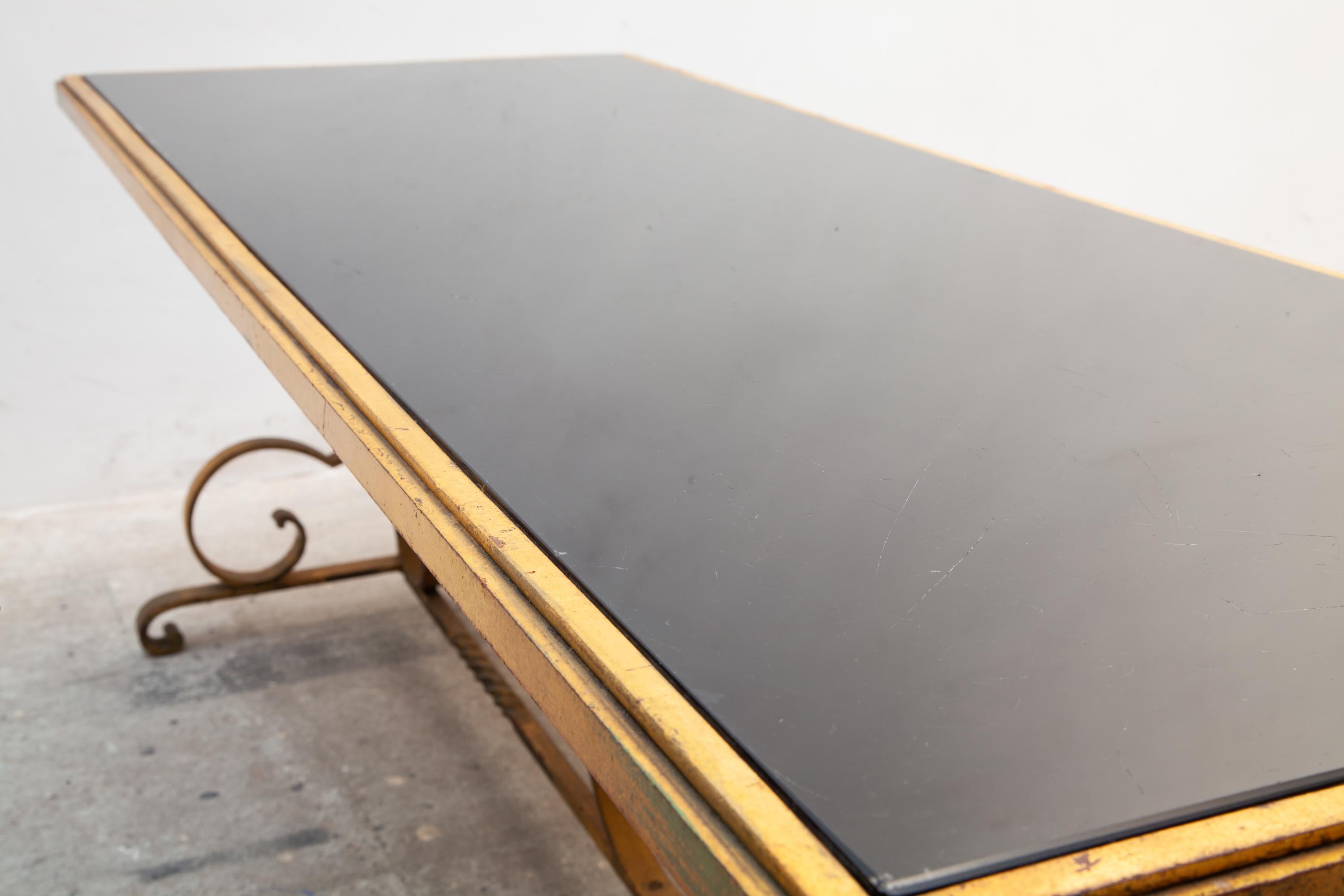 Hand-Crafted 1930s Wrought Iron Art Deco Coffee Table, France  For Sale