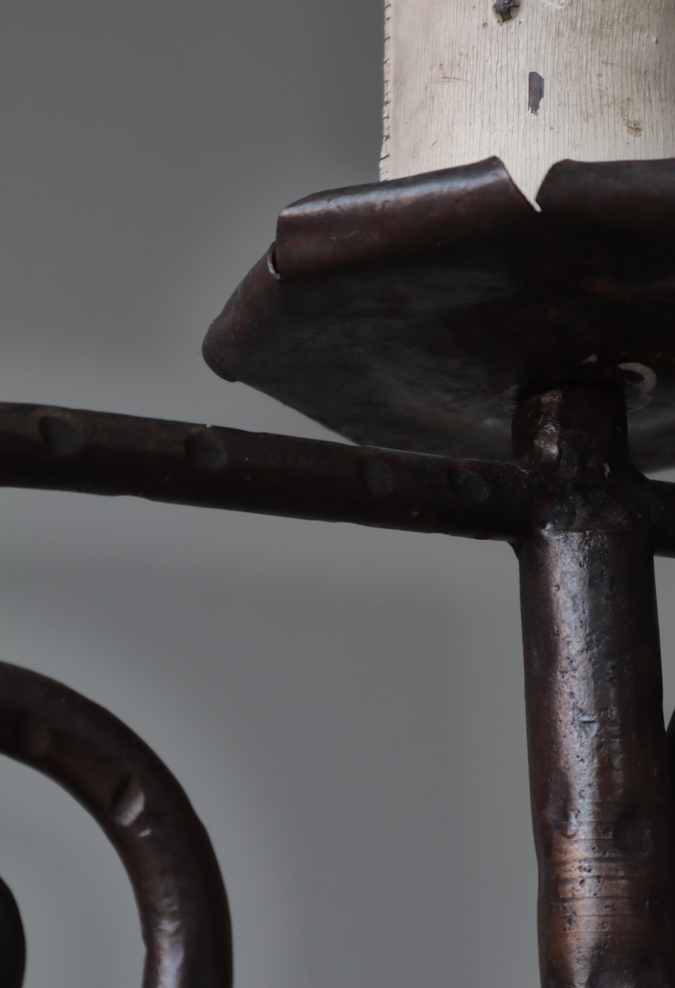 1930s Wrought Iron Candle Light Floor Lamp Handmade Romantic Modernism, Denmark For Sale 5