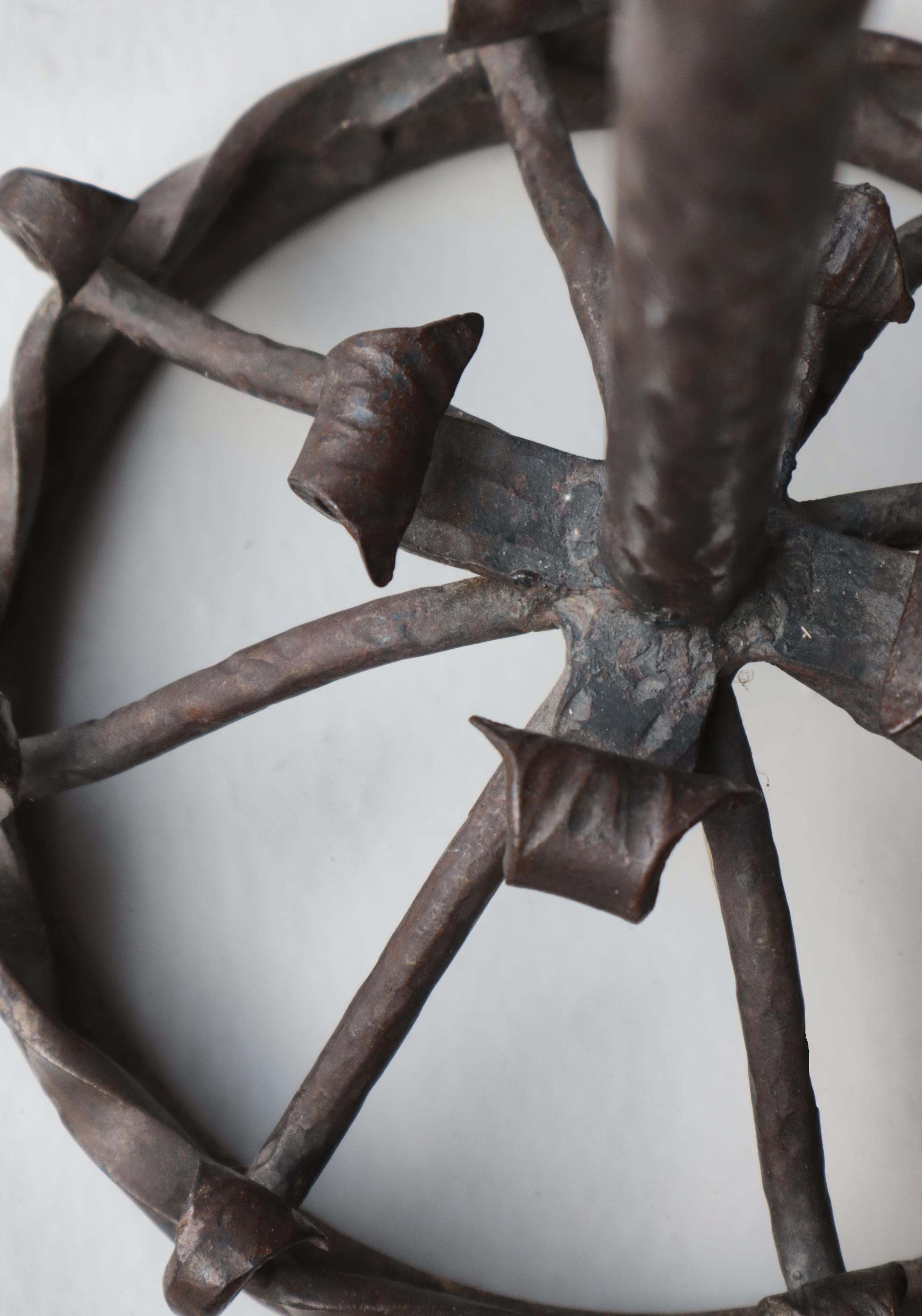 1930s Wrought Iron Candle Light Floor Lamp Handmade Romantic Modernism, Denmark For Sale 9
