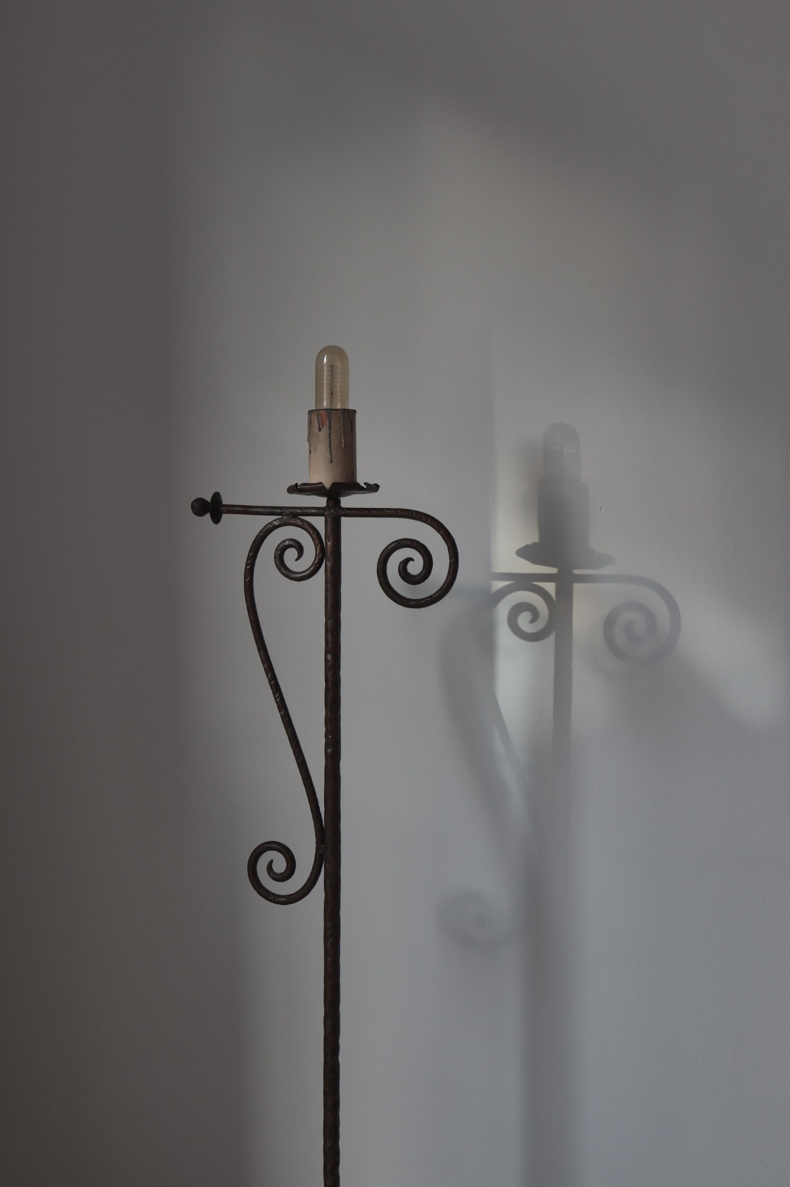 1930s Wrought Iron Candle Light Floor Lamp Handmade Romantic Modernism, Denmark For Sale 13
