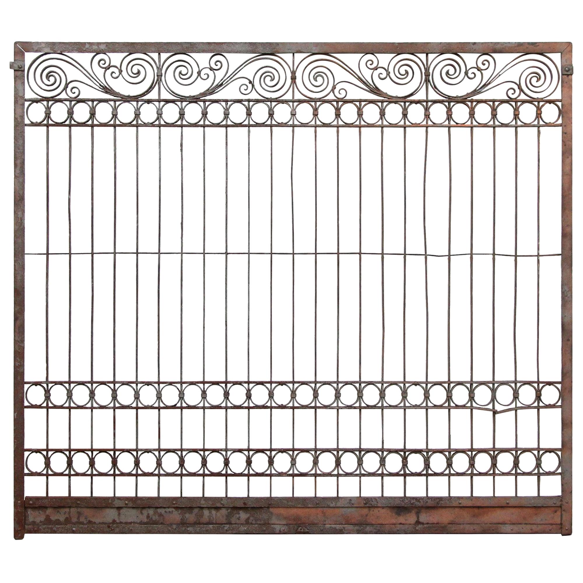 1930s Wrought Iron Wide Elevator Gate with Scrolling Detail
