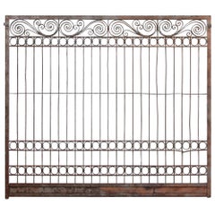 Vintage 1930s Wrought Iron Wide Elevator Gate with Scrolling Detail