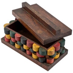 1950s Boîte à couvercle en bois peint pour bijoux Studio Craft Peter Blake Bauhaus Style