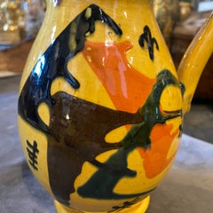 1930s Yellow, Brown and Orange Futurist Ceramic Italian Jug