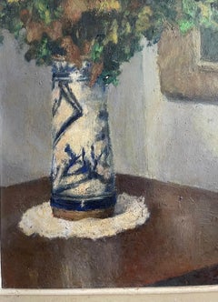 1930s Yellow Daisies Floral Arrangement Still Life Oil Painting, Framed