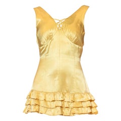 Vintage 1930S Yellow Rayon Satin Rare Ruffled Circus Show Girl Playsuit