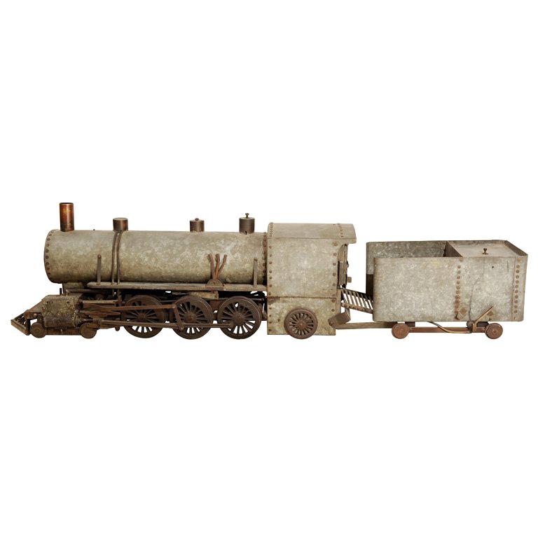 1930's Zinc and Iron Folk Art Train Model For Sale