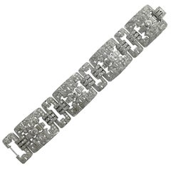 1930s French Art Deco Diamond Platinum Bracelet