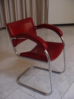 1930thies 6 Red Leather Armchairs by Serge Chermayeff for PEL