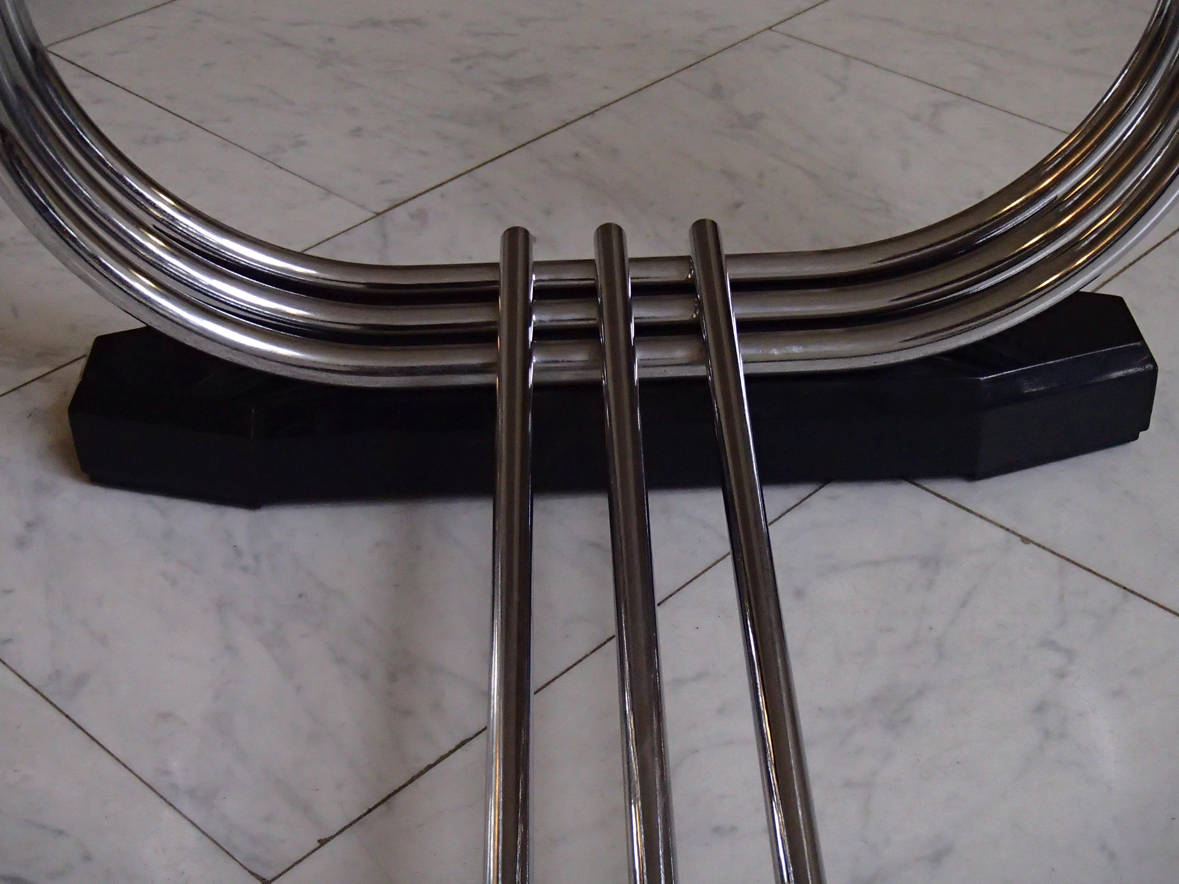 Bauhaus 1930thies Tubular Chrome and Blck Top Table for Pel by Serge Chermayeff For Sale