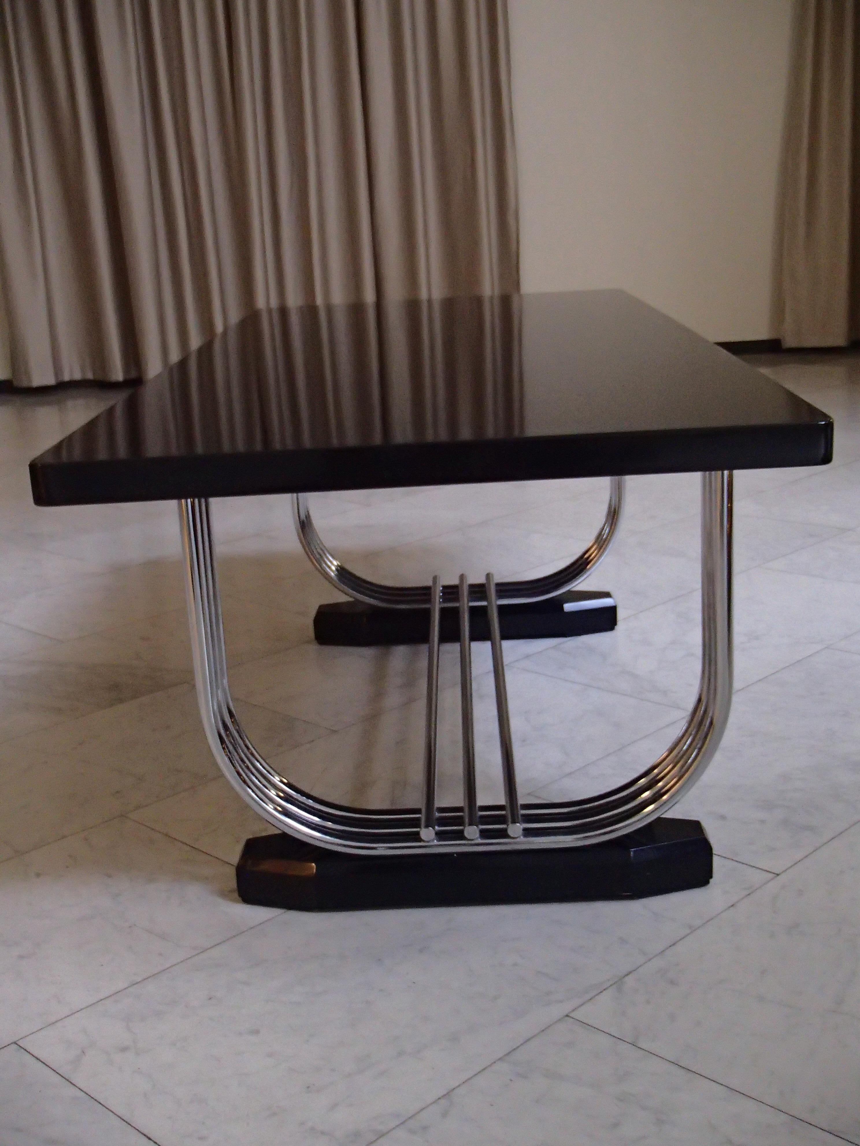 1930thies Tubular Chrome and Blck Top Table for Pel by Serge Chermayeff In Good Condition For Sale In Weiningen, CH