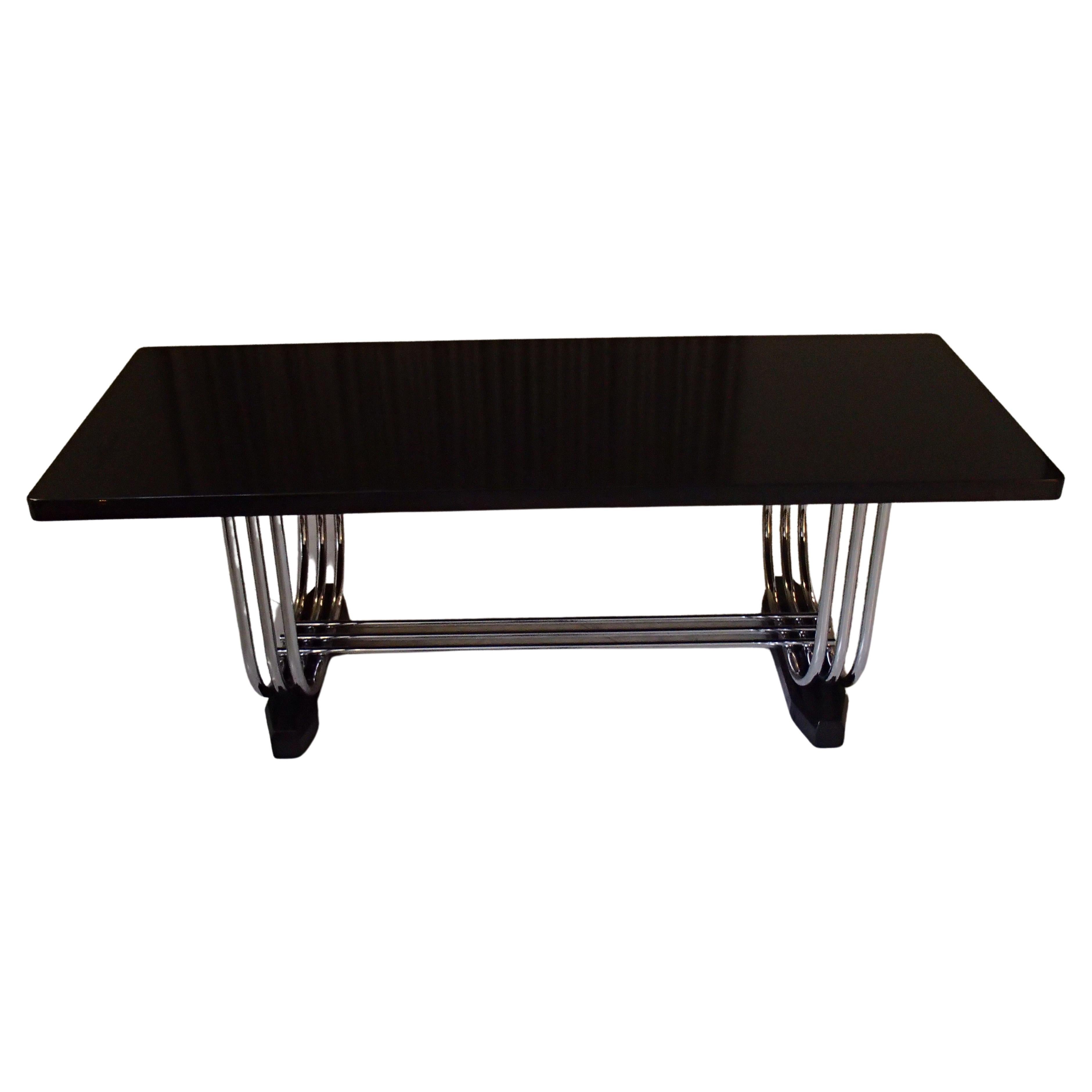 1930thies Tubular Chrome and Blck Top Table for Pel by Serge Chermayeff For Sale