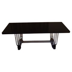 1930thies Tubular Chrome and Blck Top Table for Pel by Serge Chermayeff